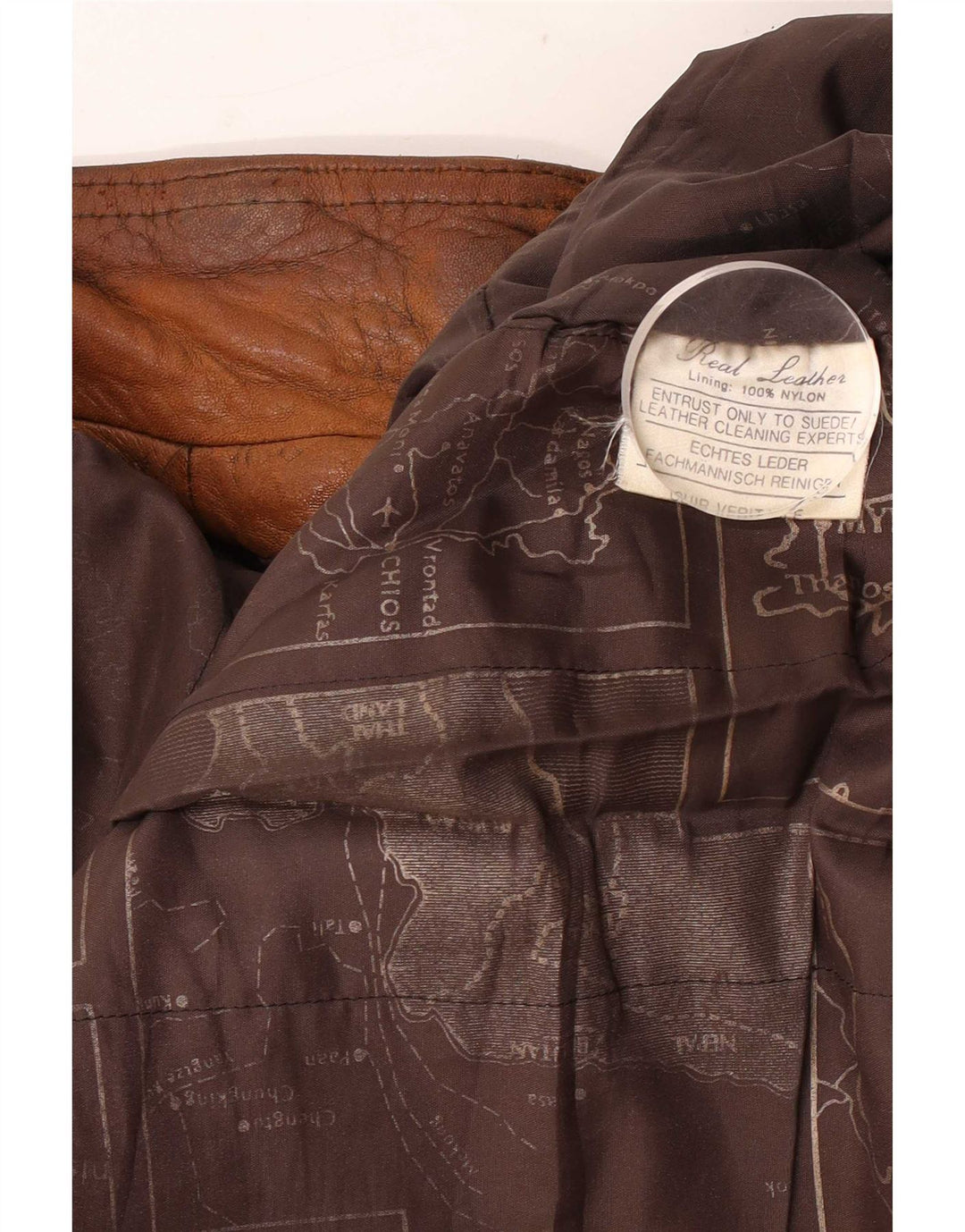 Jaqueta de couro masculina vintage UK 40 grande marrom