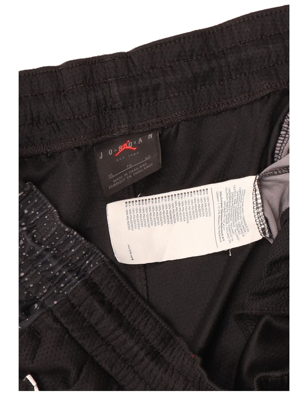 Shorts esportivos masculinos Jordan XL poliéster manchado preto