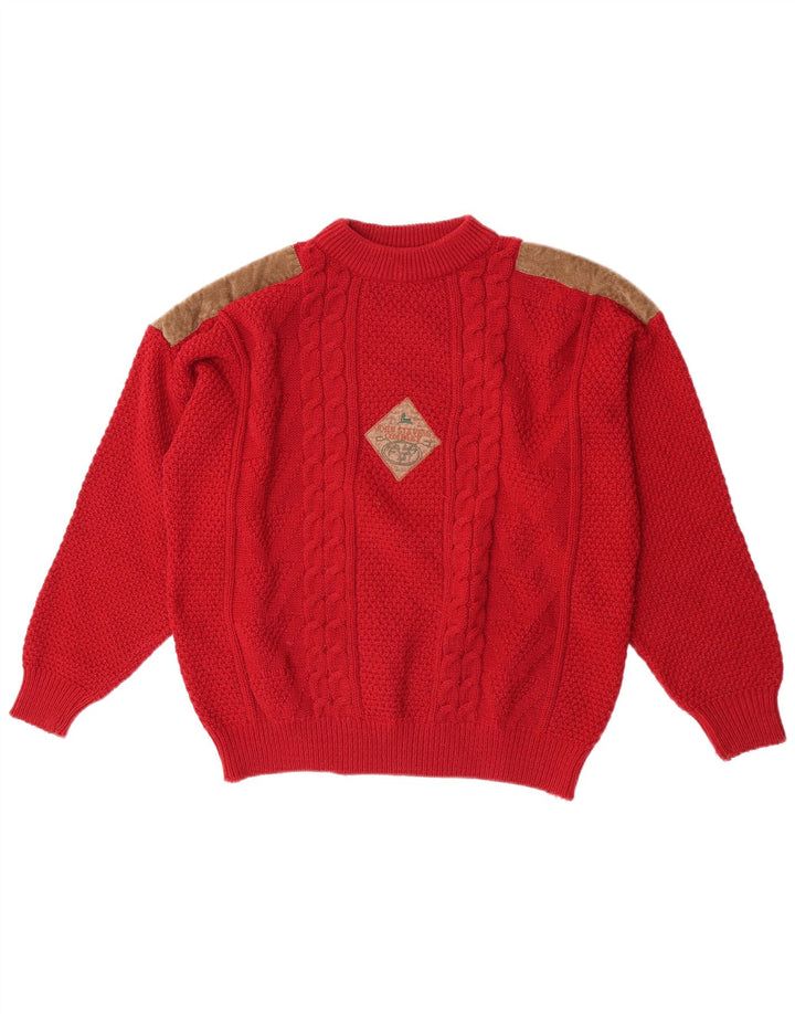 Suéter vintage masculino com gola redonda XL vermelho