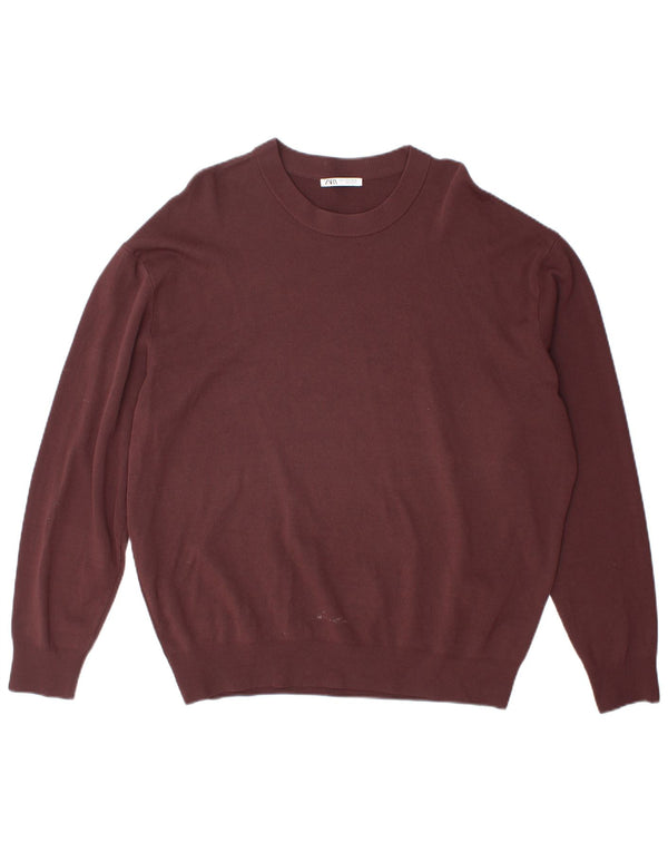 Zara Suéter masculino com gola redonda XL Viscose Borgonha