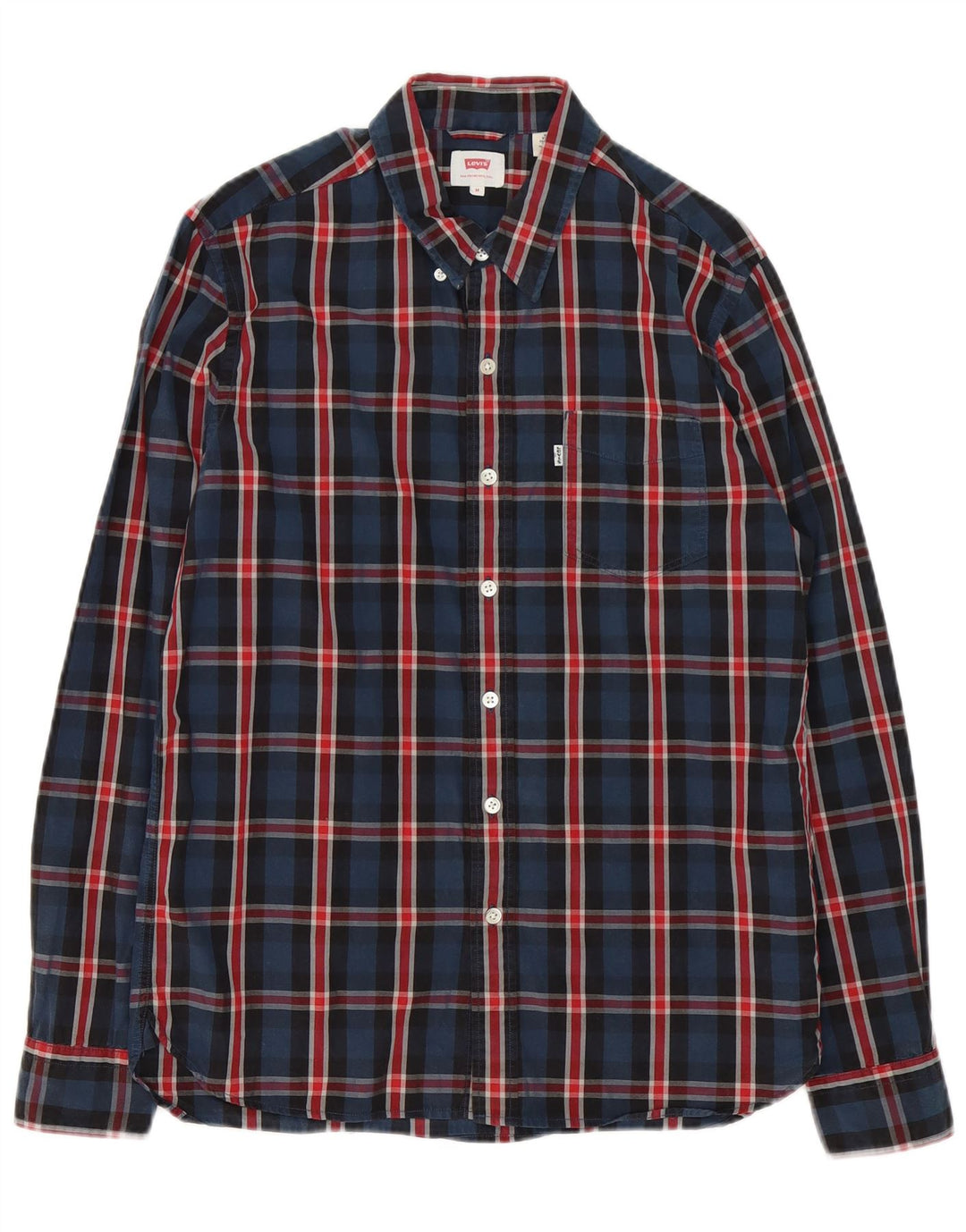 Camisa masculina Levi's média xadrez azul marinho algodão