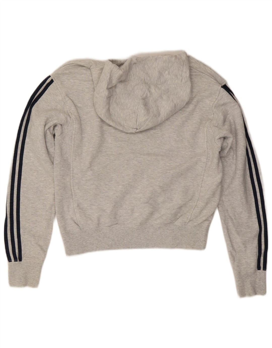 Adidas Womens Crop Hoodie Jumper UK 14 Médio Cinza Algodão