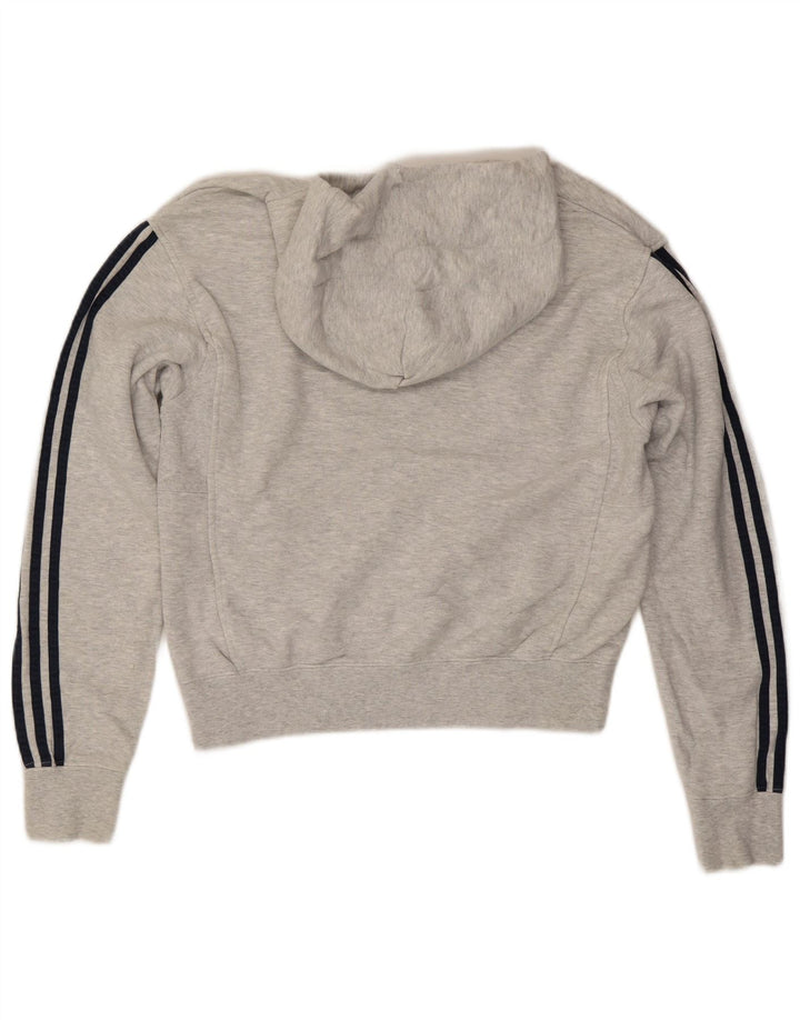 Adidas Womens Crop Hoodie Jumper UK 14 Médio Cinza Algodão