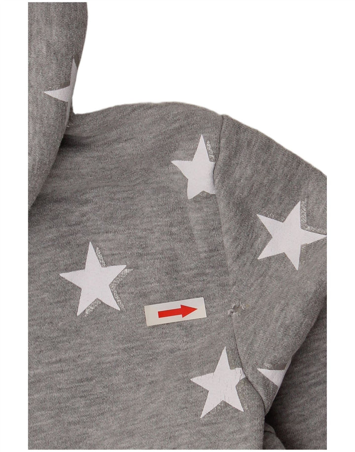 Suéter feminino SUPERDRY com capuz e zíper com padrão abstrato Reino Unido 12 cinza médio