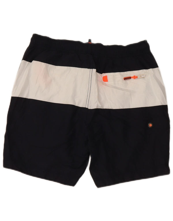 Shorts de natação masculino Superdry Graphic pequeno bloco colorido azul marinho