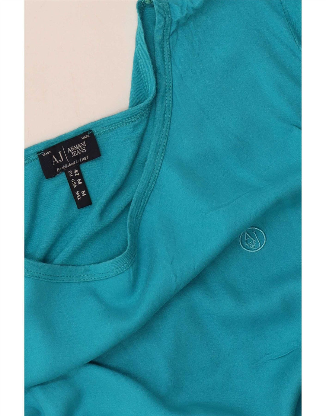 Armani Jeans Camiseta Feminina Top UK 12 Azul Médio