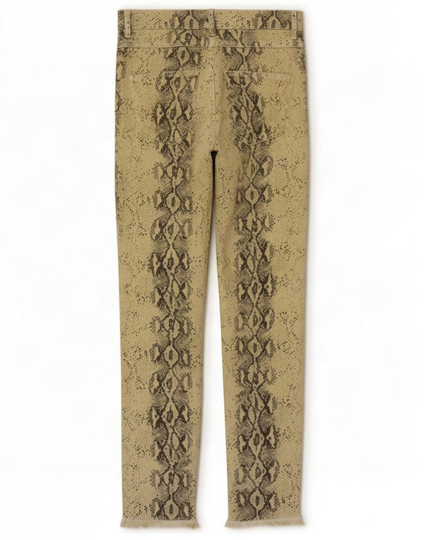Zara Calça feminina skinny casual UE 38 pequena W28 L26 verde estampa animal