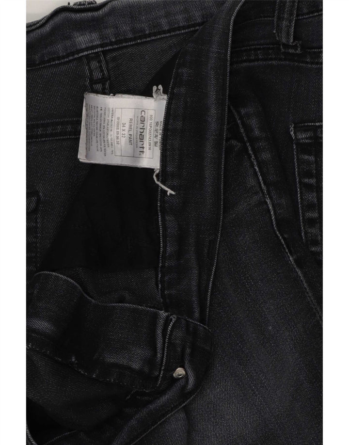 Calça jeans reta masculina Carhartt desgastada W34 L32 cinza