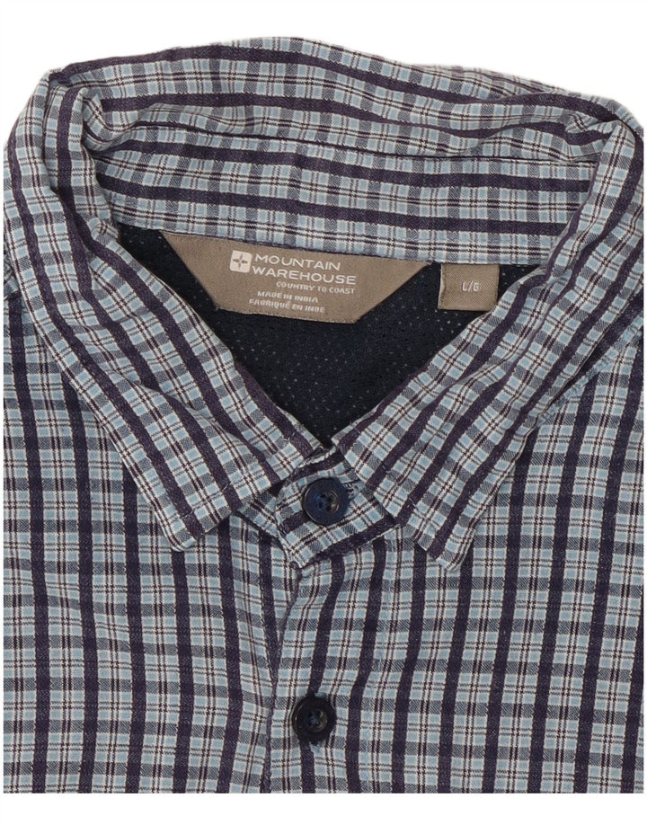 Camisa masculina de manga curta Mountain Warehouse xadrez azul grande
