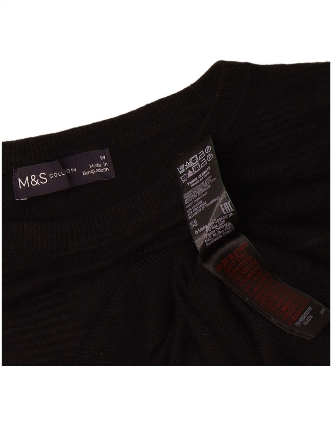 Suéter feminino Marks & Spencer com gola canoa e viscose preta média Reino Unido 14