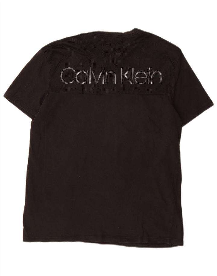 Camiseta masculina CALVIN KLEIN com estampa gráfica pequena de algodão preto