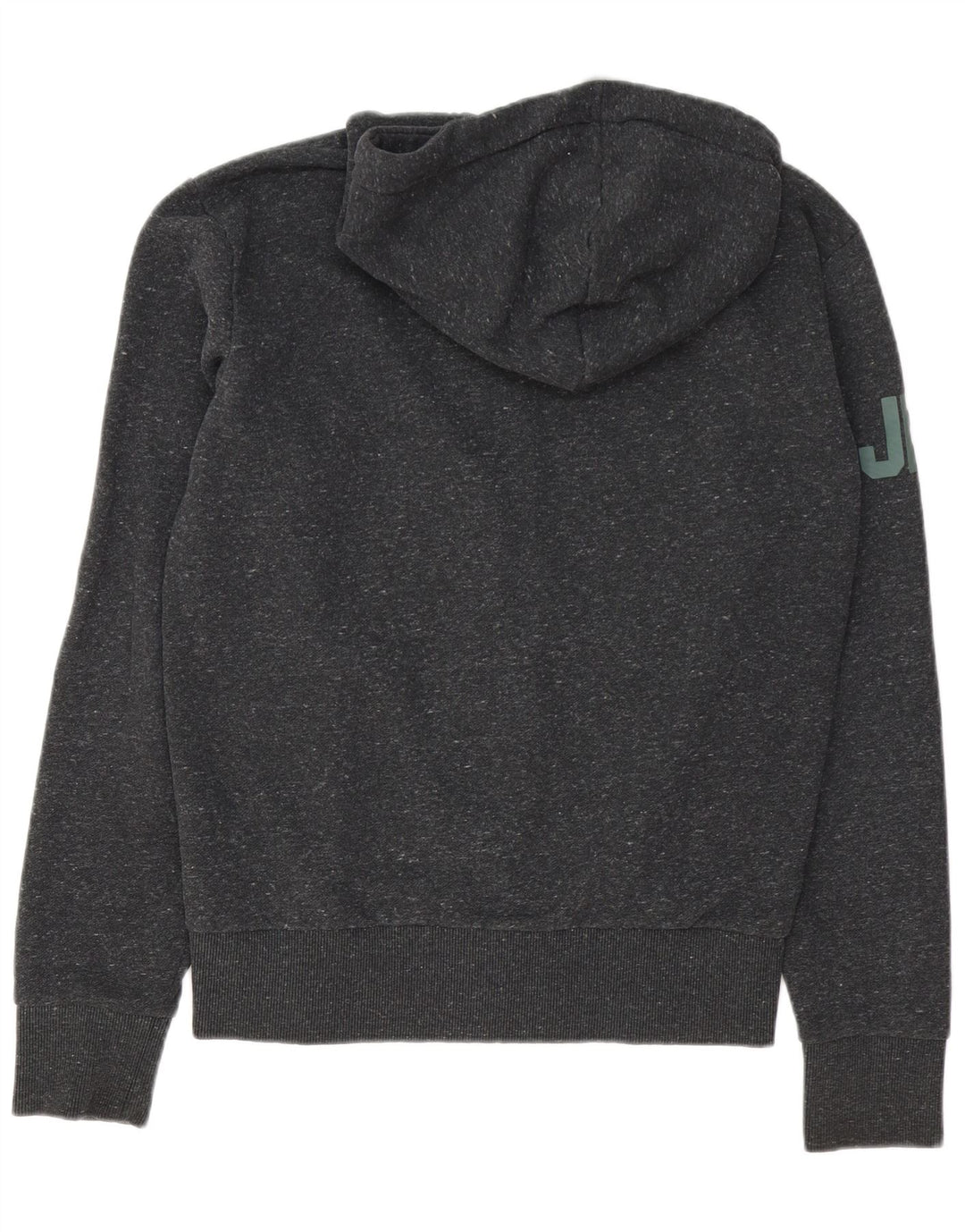 Suéter masculino Superdry com capuz e zíper gráfico cinza médio algodão manchado