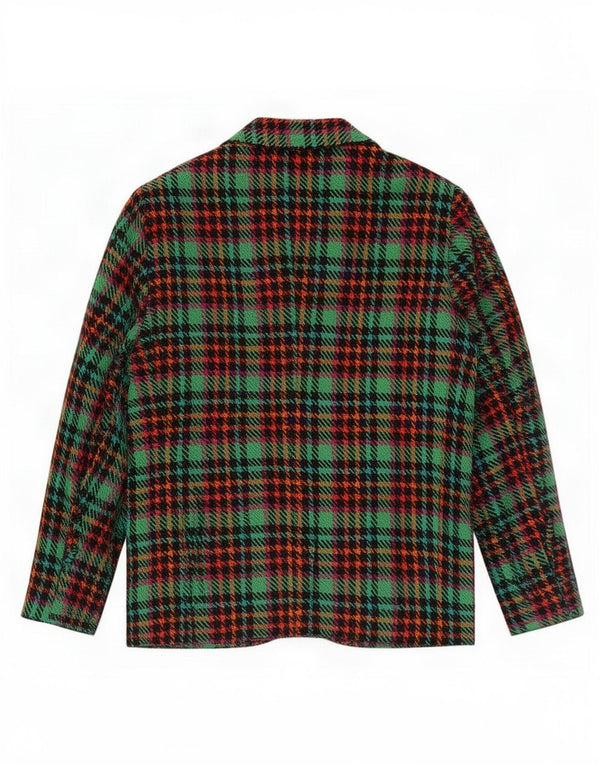 Jaqueta blazer feminina vintage com 3 botões Reino Unido 16 grande xadrez multicolorida