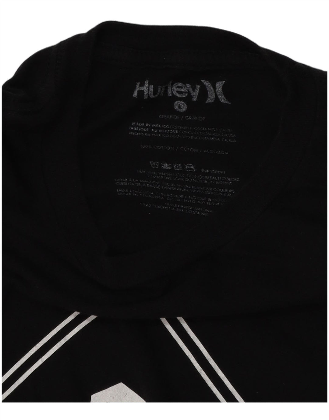 Camiseta masculina HURLEY com estampa gráfica grande de algodão preto