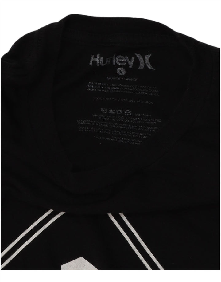 Camiseta masculina HURLEY com estampa gráfica grande de algodão preto