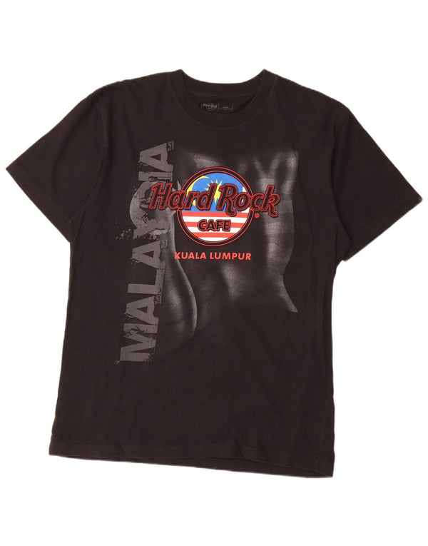Camiseta masculina Hard Rock Cafe Kuala Lumpur com estampa gráfica grande de algodão preto