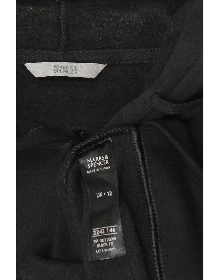Suéter feminino Marks & Spencer com capuz e zíper Reino Unido 12 algodão preto médio