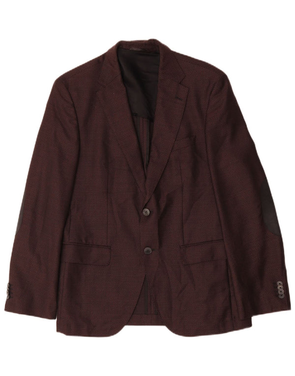 Jaqueta Blazer Masculina Hugo Boss com 2 Botões EU 48 Lã Borgonha Média