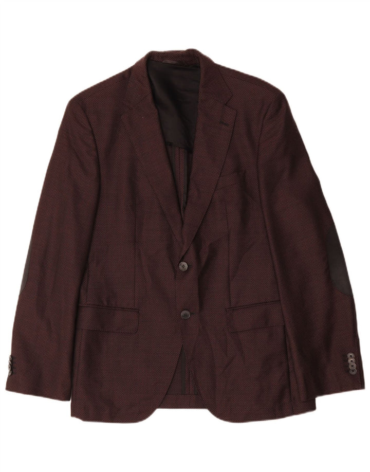 Jaqueta Blazer Masculina Hugo Boss com 2 Botões EU 48 Lã Borgonha Média