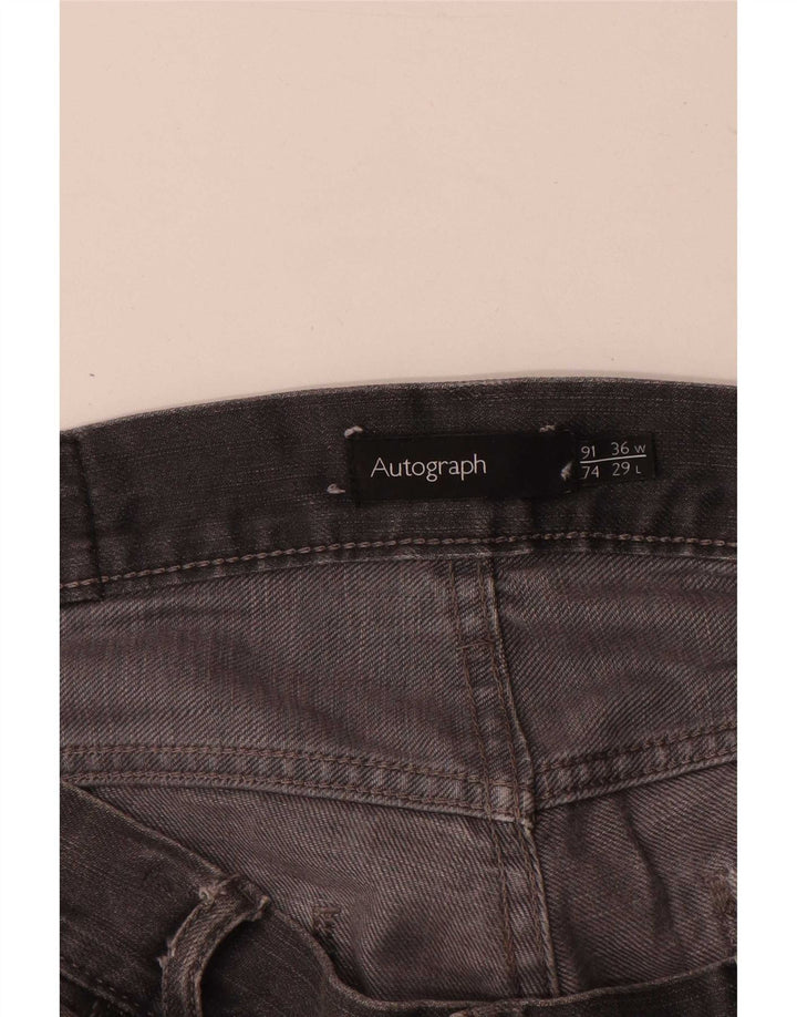 Marks & Spencer Masculino Autograph Straight Jeans W36 L29 Algodão Cinza