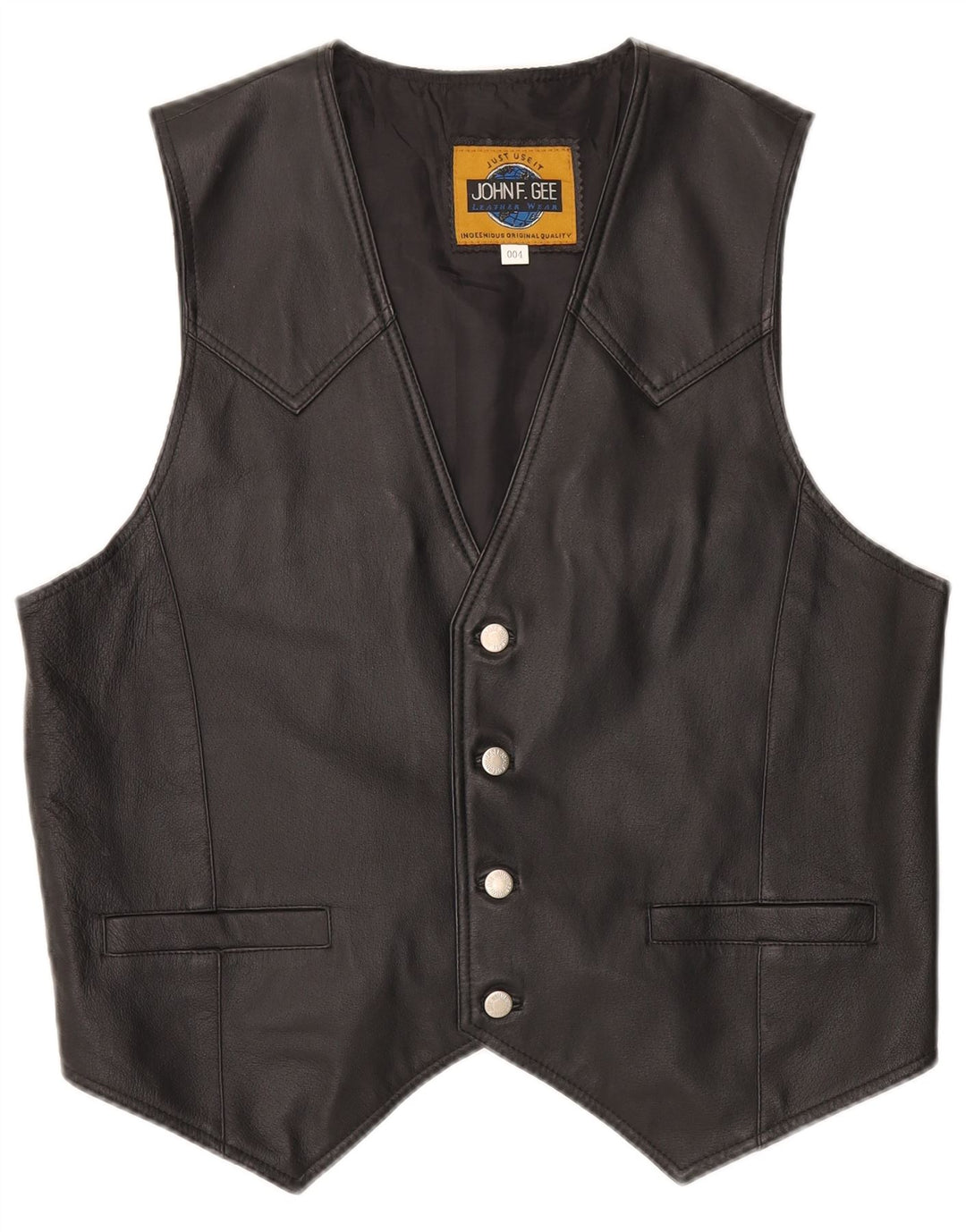 Colete de couro masculino John F Gee couro preto médio