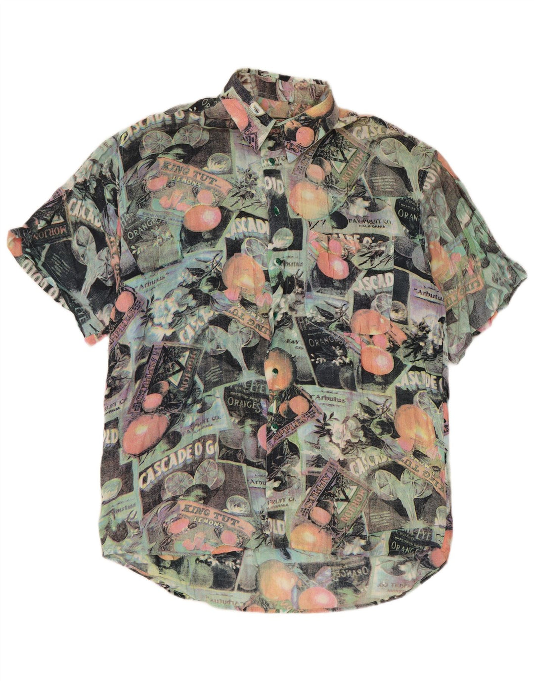 Vintage masculino abstrato Padrão manga curta camisa grande retrô multicolorido