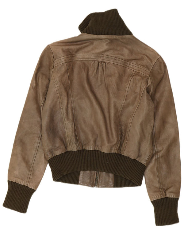Jaqueta de couro feminina Oasis UK 14 Medium Khaki Colourblock