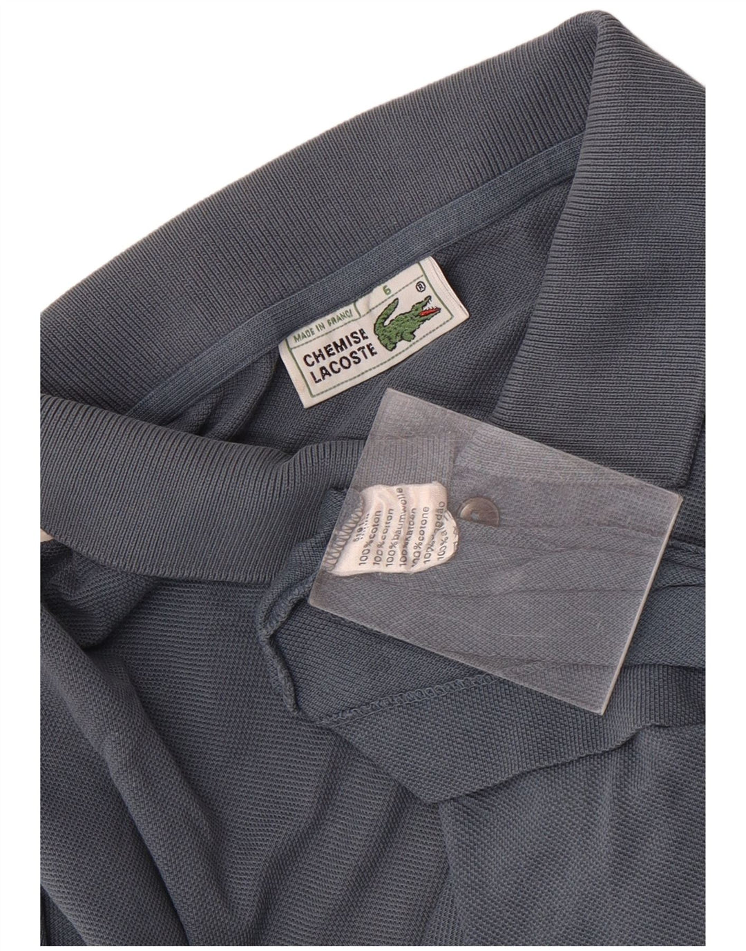 Camisa polo masculina Lacoste tamanho 6 XL cinza algodão