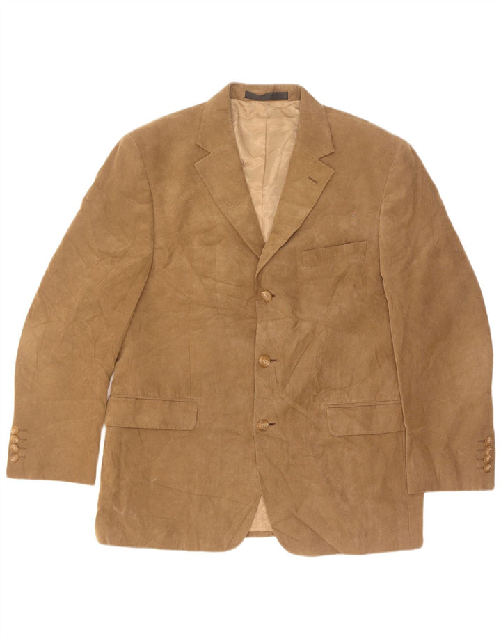 Jaqueta blazer masculina de veludo cotelê Marks & Spencer com 3 botões Reino Unido 40 médio bege