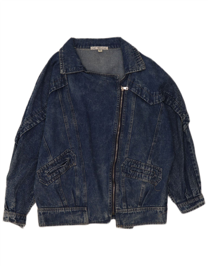 Jaqueta jeans feminina VINTAGE de grandes dimensões Reino Unido 10 algodão azul pequeno