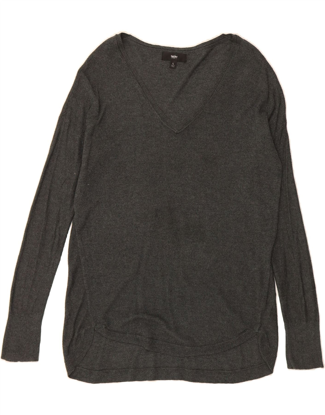 MOSSIMO Womens V-Neck Jumper Sweater UK 16 Large Grey Nylon Vintage Mossimo and Second-Hand Mossimo from Messina Hembry 