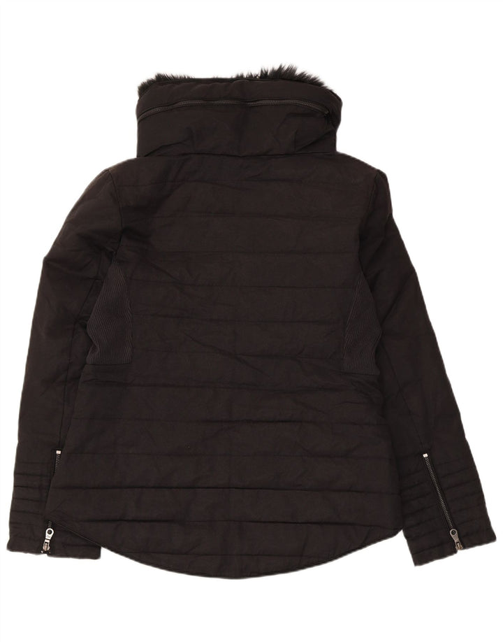 Jaqueta acolchoada feminina MINT VELVET UK 12 algodão preto médio