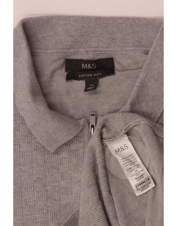 Suéter masculino Marks & Spencer com gola polo 2XL algodão cinza