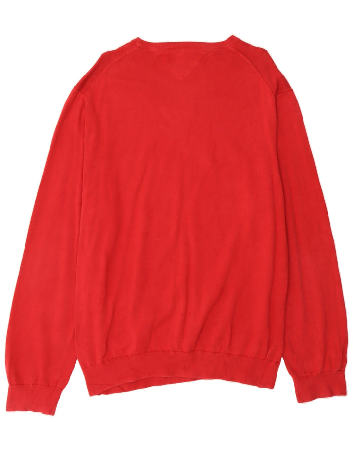 TOMMY HILFIGER Mens Boat Neck Jumper Sweater 2XL Red Cotton Vintage Tommy Hilfiger and Second-Hand Tommy Hilfiger from Messina Hembry 