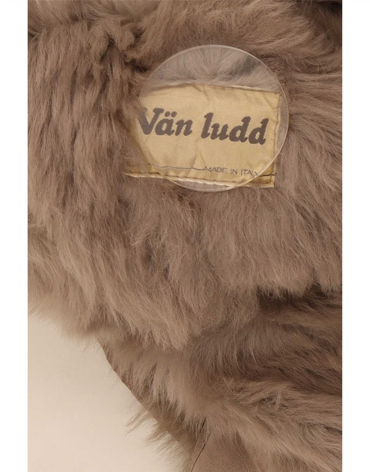 Casaco feminino vintage de shearling UK 16 grande marrom