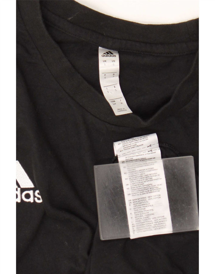 Adidas Mens Camiseta Top Pequeno Algodão Preto