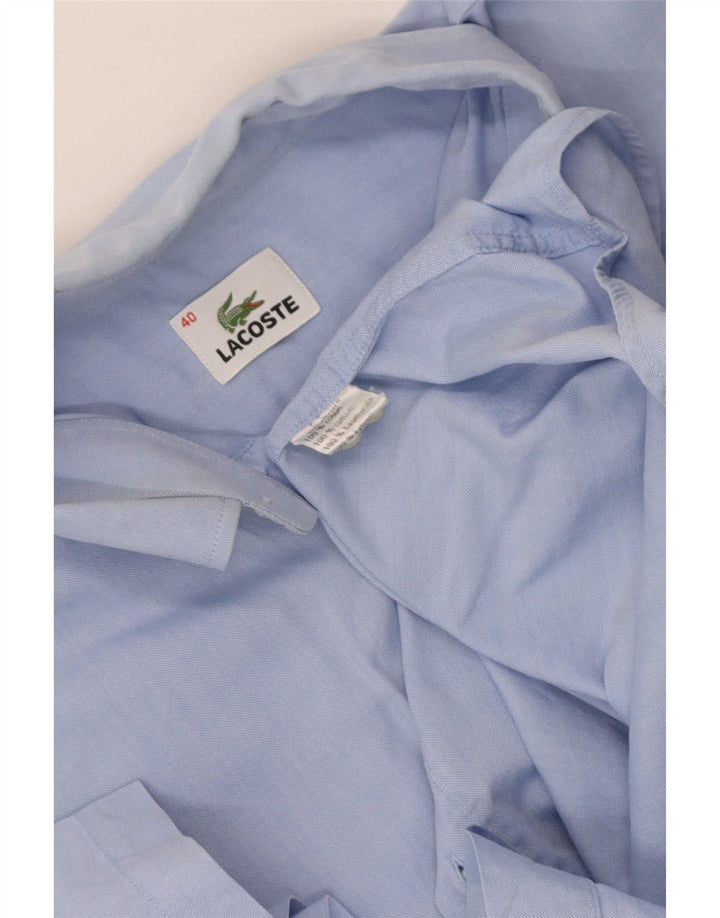 Camisa masculina Lacoste manga curta tamanho 40 algodão azul médio