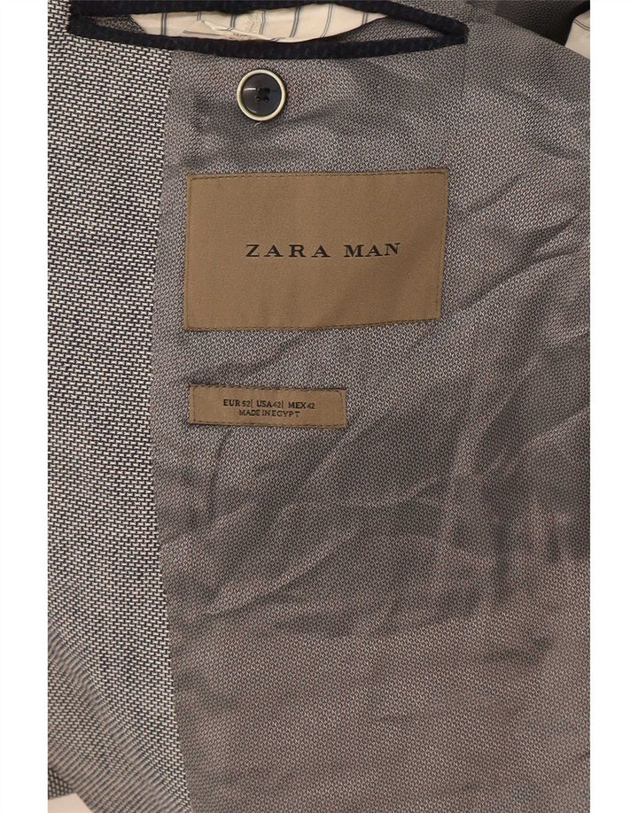 Jaqueta blazer masculina Zara com 2 botões EU 52 grande cinza