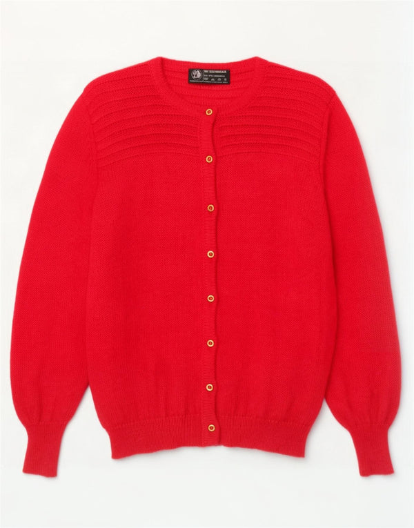 Suéter cardigã feminino vintage grande Reino Unido 14 mohair rosa médio