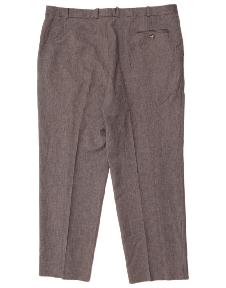 Calça masculina de terno reto Marks & Spencer W40 L29 lã cinza