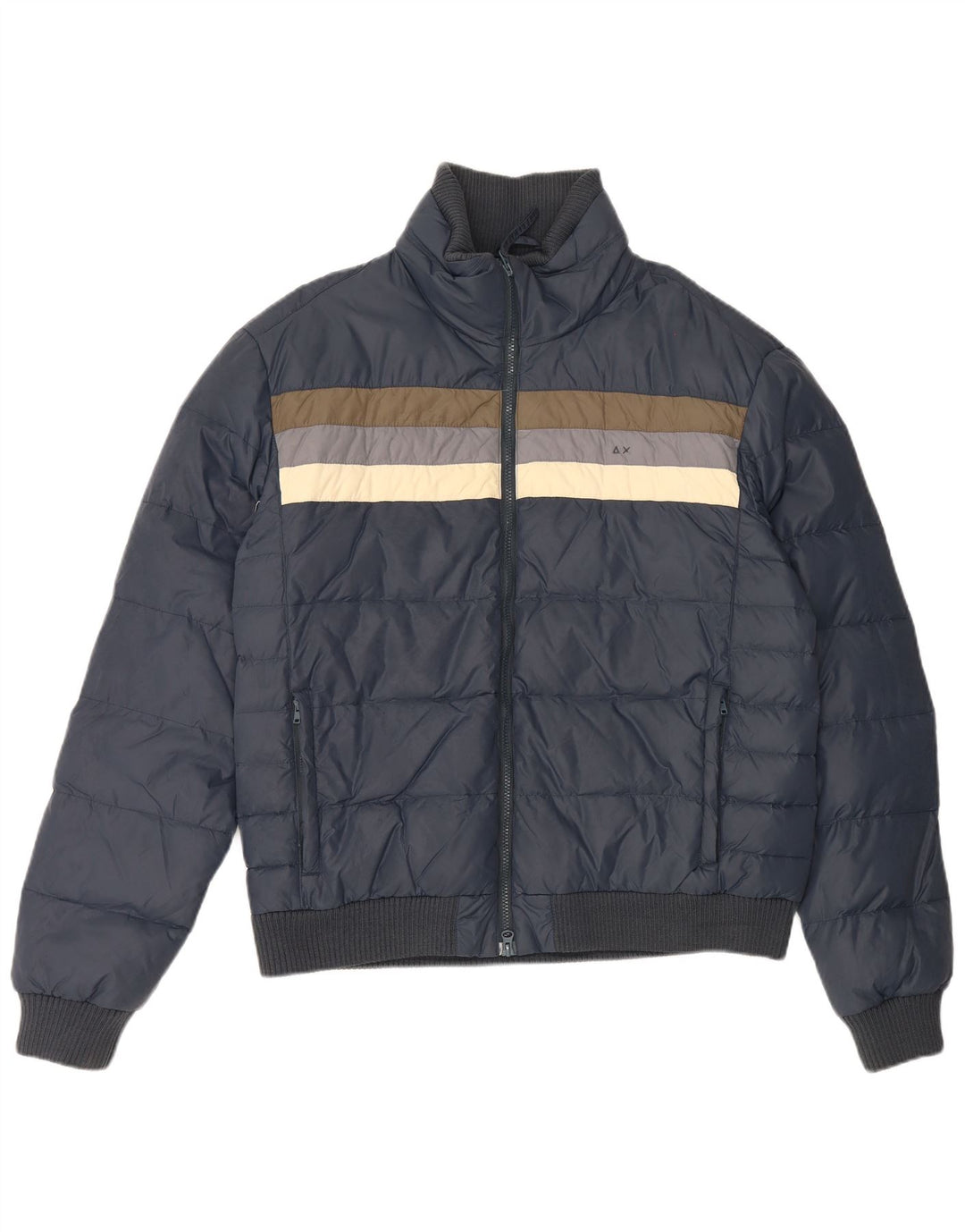Jaqueta acolchoada masculina Sun68 UK 44 2XL azul marinho poliamida colorblock