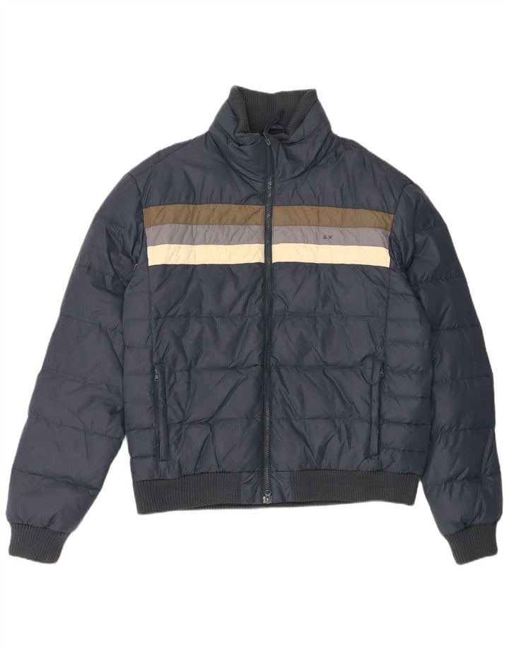 Jaqueta acolchoada masculina Sun68 UK 44 2XL azul marinho poliamida colorblock