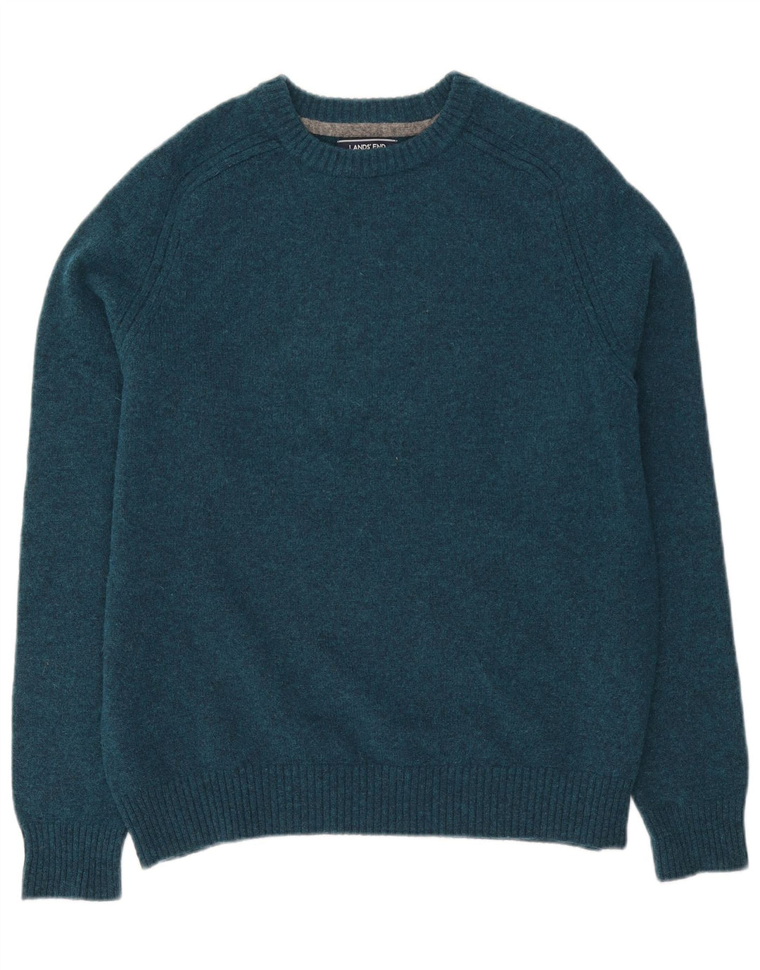 Suéter masculino Lands End com gola redonda, grande lã azul