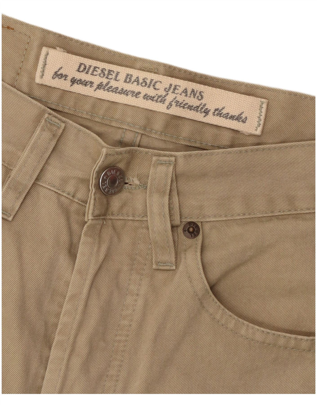 Calça casual reta masculina DIESEL W29 L31 algodão bege