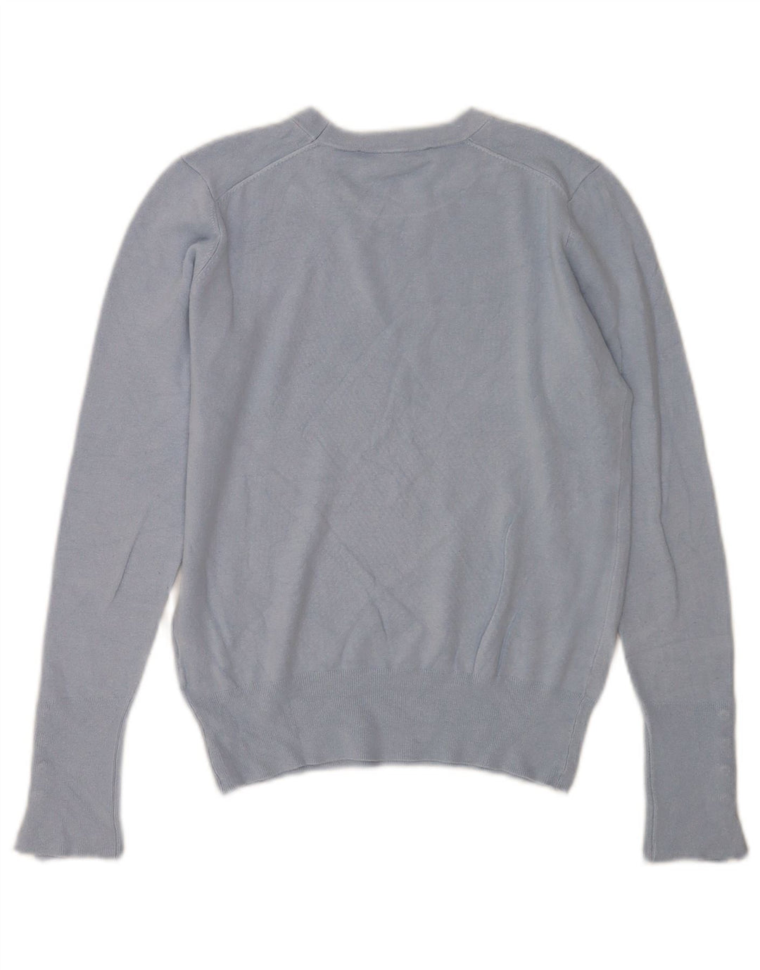 Suéter feminino Zara com gola redonda e viscose azul médio UK 12