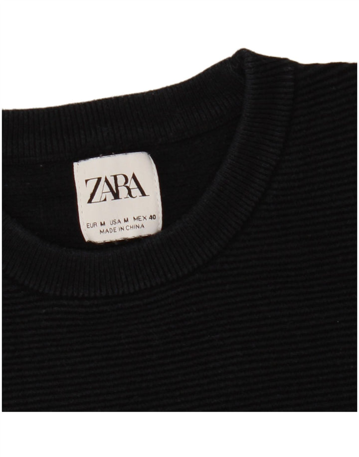 Suéter feminino Zara com gola redonda, Reino Unido 14, azul marinho médio