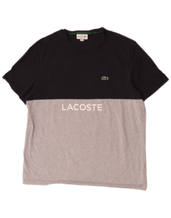 Camiseta masculina Lacoste Regular Fit gráfica tamanho superior 6 XL preto colorblock