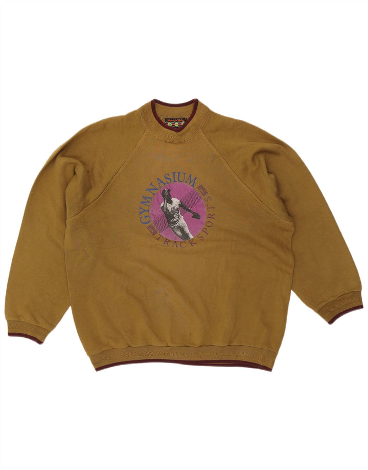 Suéter gráfico masculino vintage XL cáqui