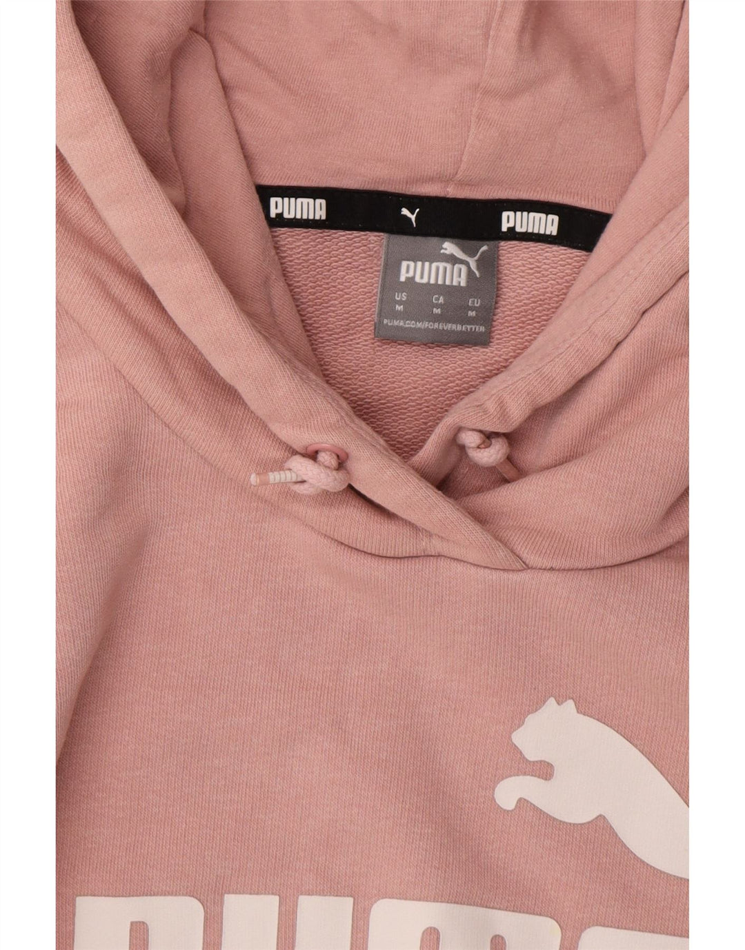 PUMA Womens Graphic Hoodie Jumper UK 14 Medium Pink Cotton Vintage Puma and Second-Hand Puma from Messina Hembry 