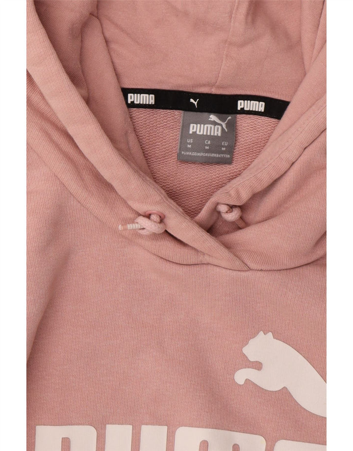 PUMA Womens Graphic Hoodie Jumper UK 14 Medium Pink Cotton Vintage Puma and Second-Hand Puma from Messina Hembry 